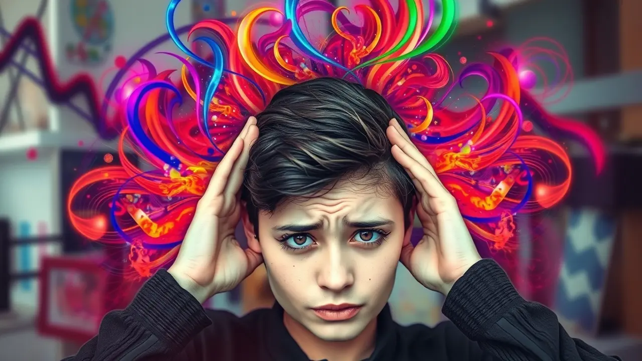 Pessoa assustada cobrindo os ouvidos em sonho com barulho.