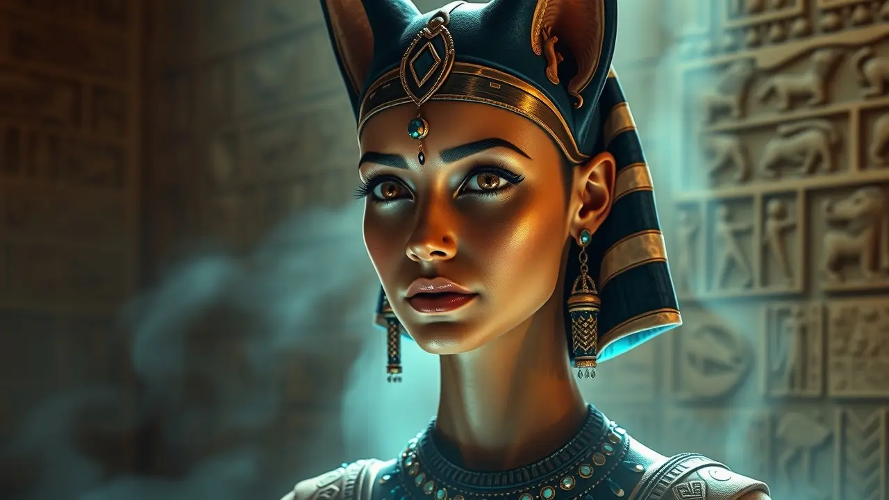 Significado de Sonhar com Bastet: Deusa Gata e seus Mistérios Mulher transformada em Bastet, deusa gata egípcia