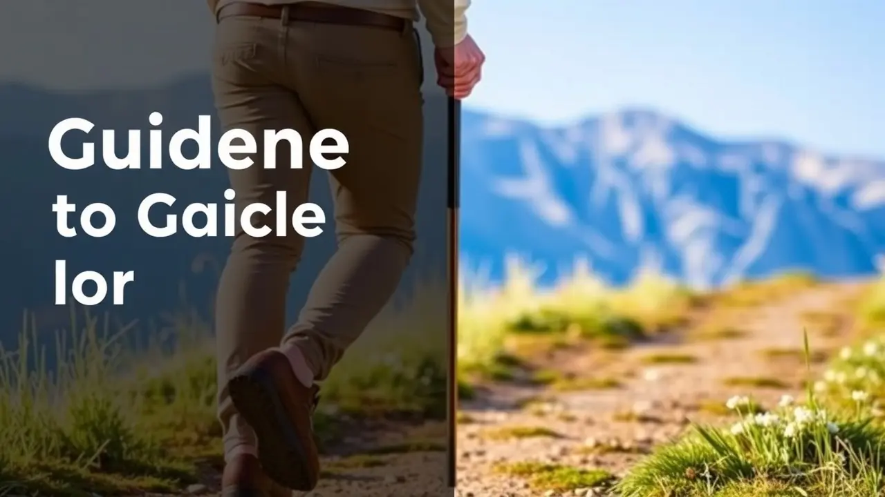 Person using a walking stick on a scenic path