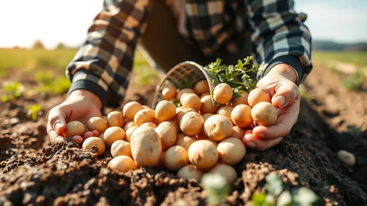 Sonhar com Batata: Descubra o Significado e as Interpretações Colheita de batatas frescas em campo ensolarado