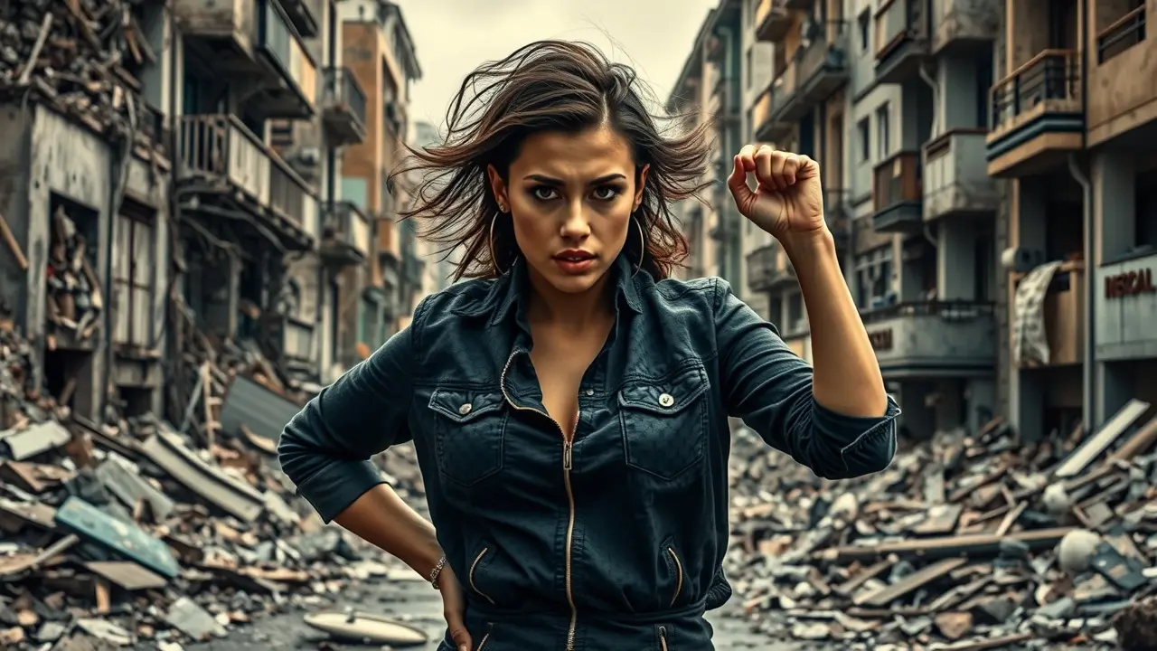 Sonhar com Bazuca: Descubra o Significado e as Interpretações! Mulher com bazuca em cenário urbano