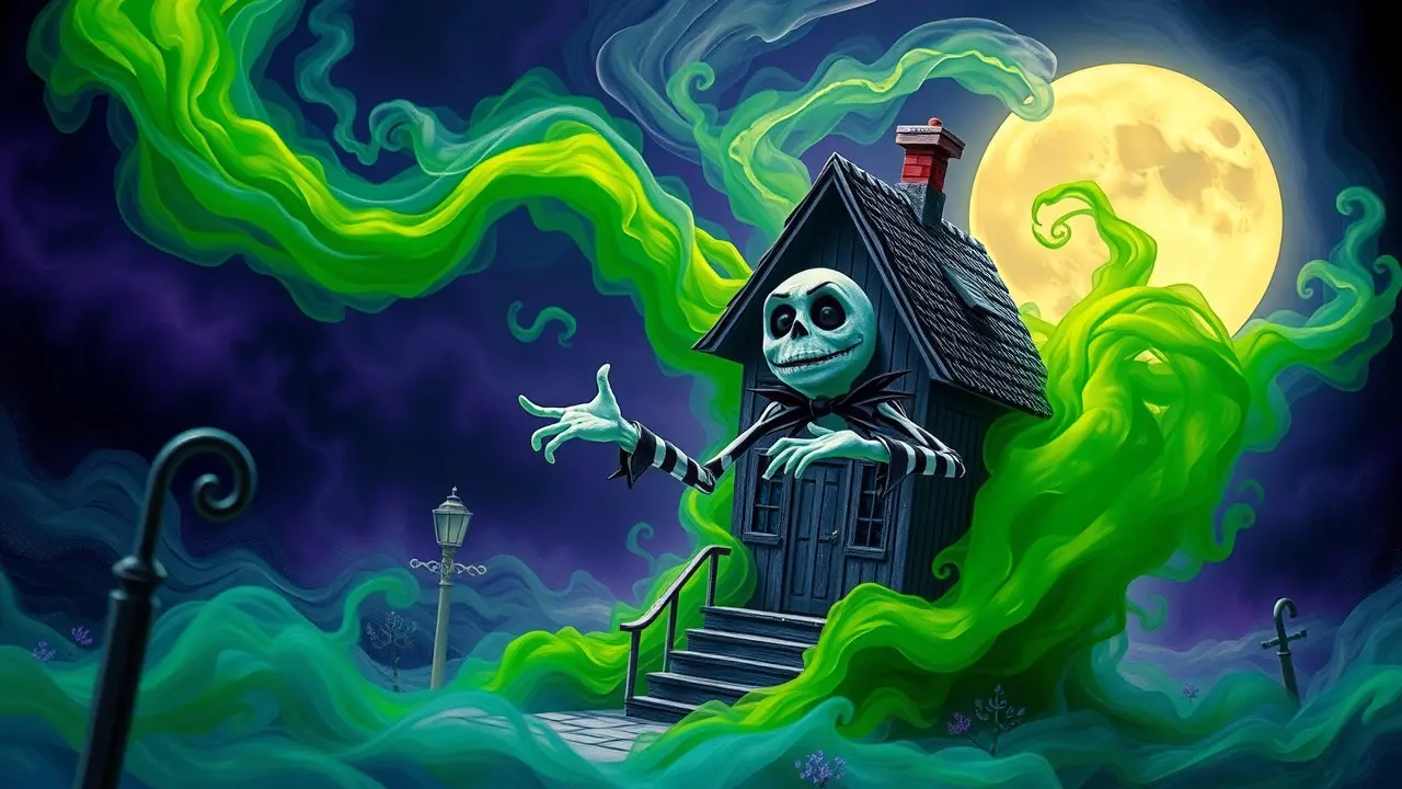Significado de Sonhar com Beetlejuice: Uma Análise Detalhada Beetlejuice emerging from a haunted house dream