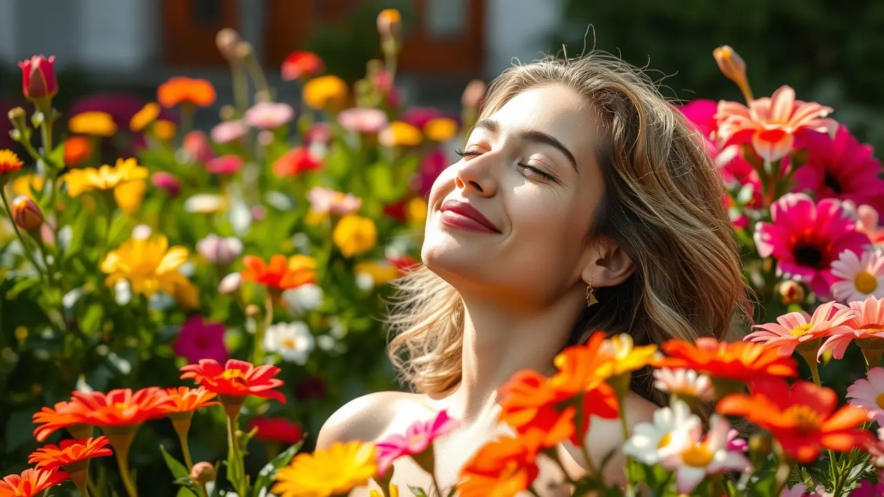 Sonhar com Bela: Desvende os Mistérios e Significados Mulher sorrindo em jardim florido