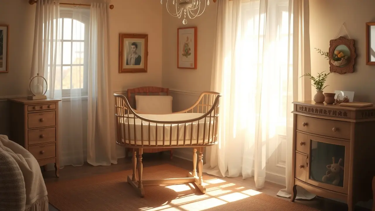 Sonhar com Berço: Descubra os Significados e Interpretações! Berço de madeira em um quarto de bebê iluminado