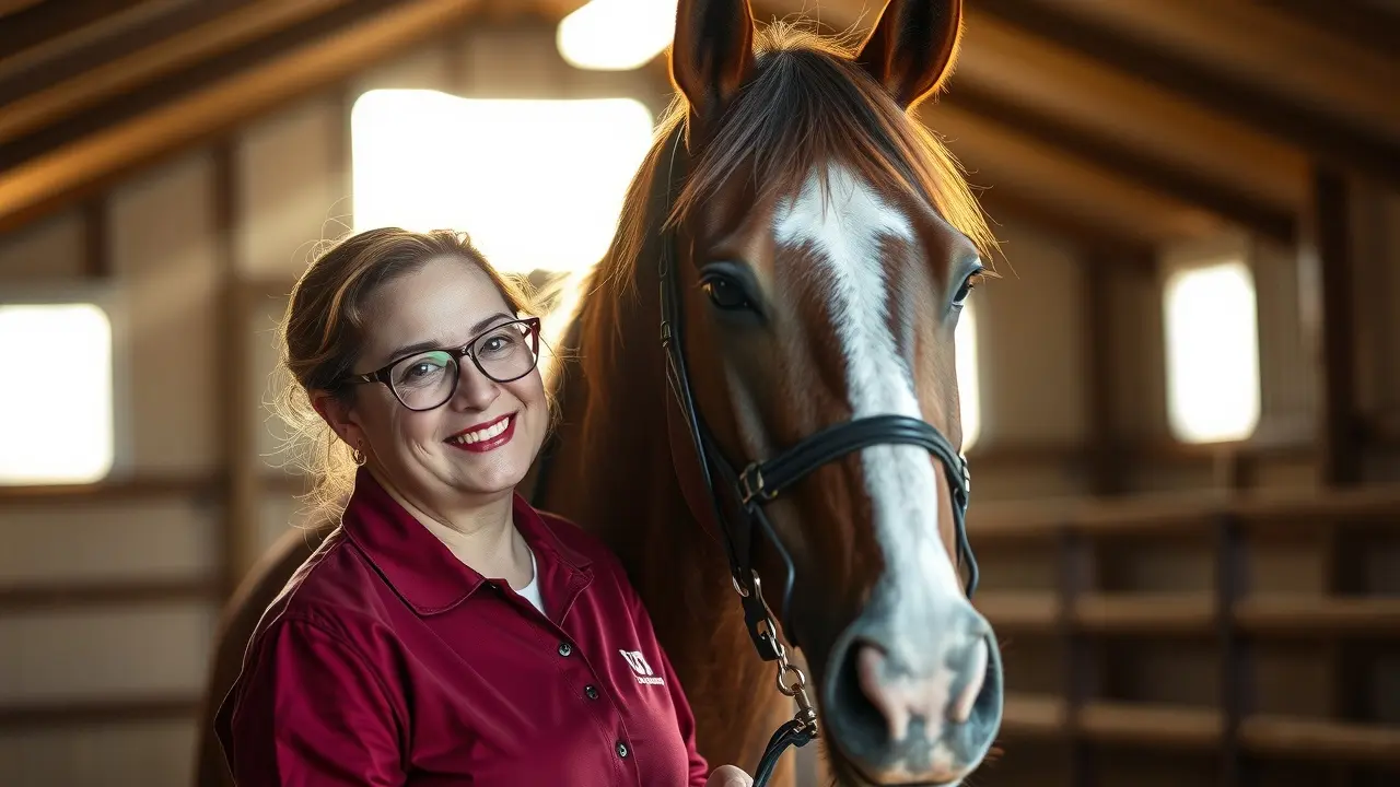 Beth Smith acariciando um cavalo