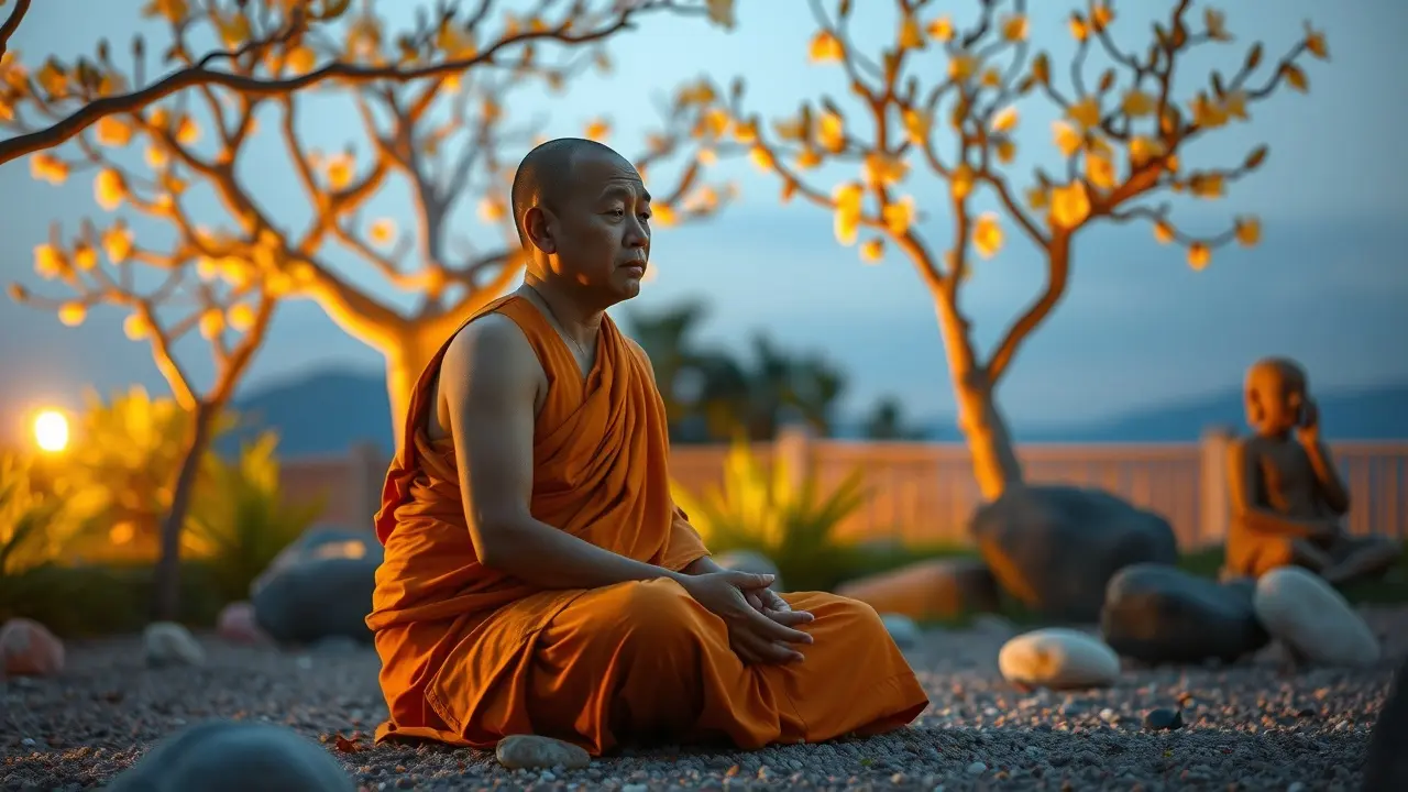 Sonhar com Bhikkhu: Descubra o Significado e a Paz Interior Monge budista meditando