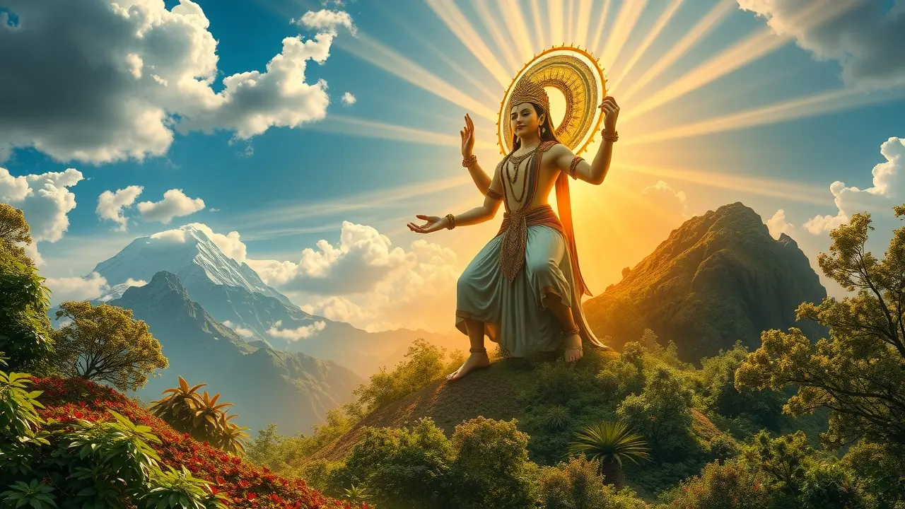 Sonhar com Bhumi: Desvende os Mistérios e Significados Profundos Deusa Bhumi emergindo da terra fértil