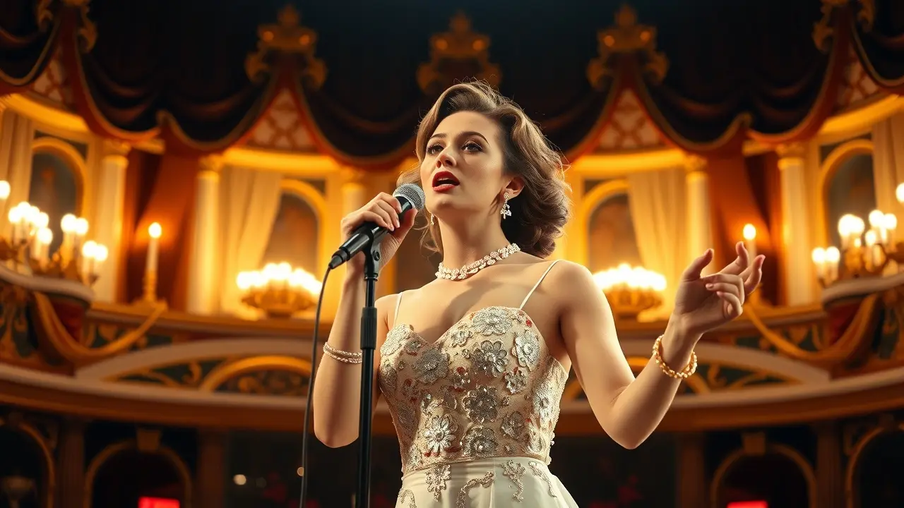 Sonhar com Bianca Castafiore: Descubra o Significado! Mulher cantando ópera