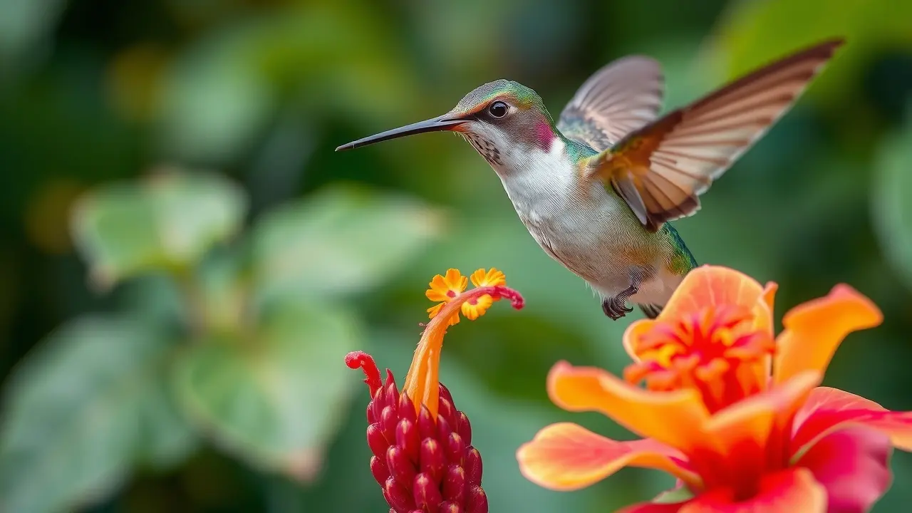 Hummingbird with extended beak