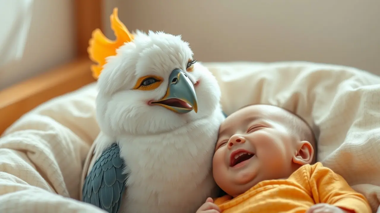 Avó sorrindo para bisneto