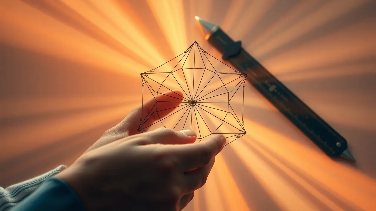 Ilustração de uma pessoa dividindo uma forma geométrica ao meio