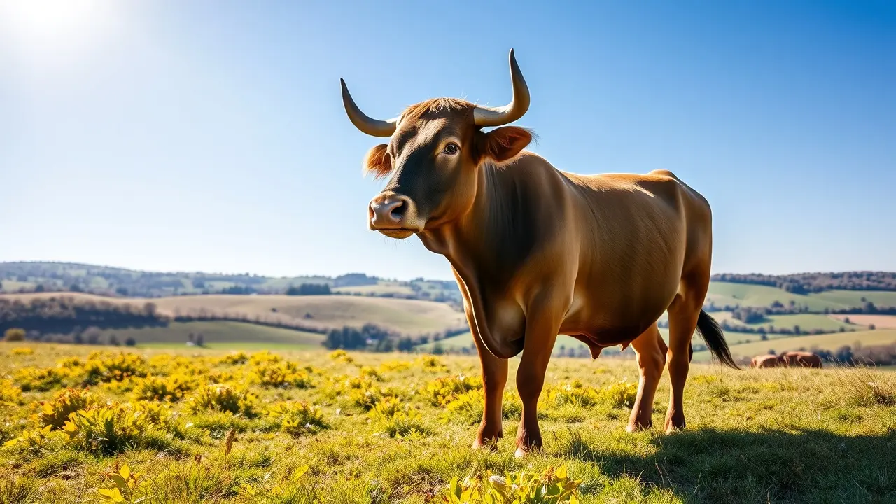 Boi no pasto verde