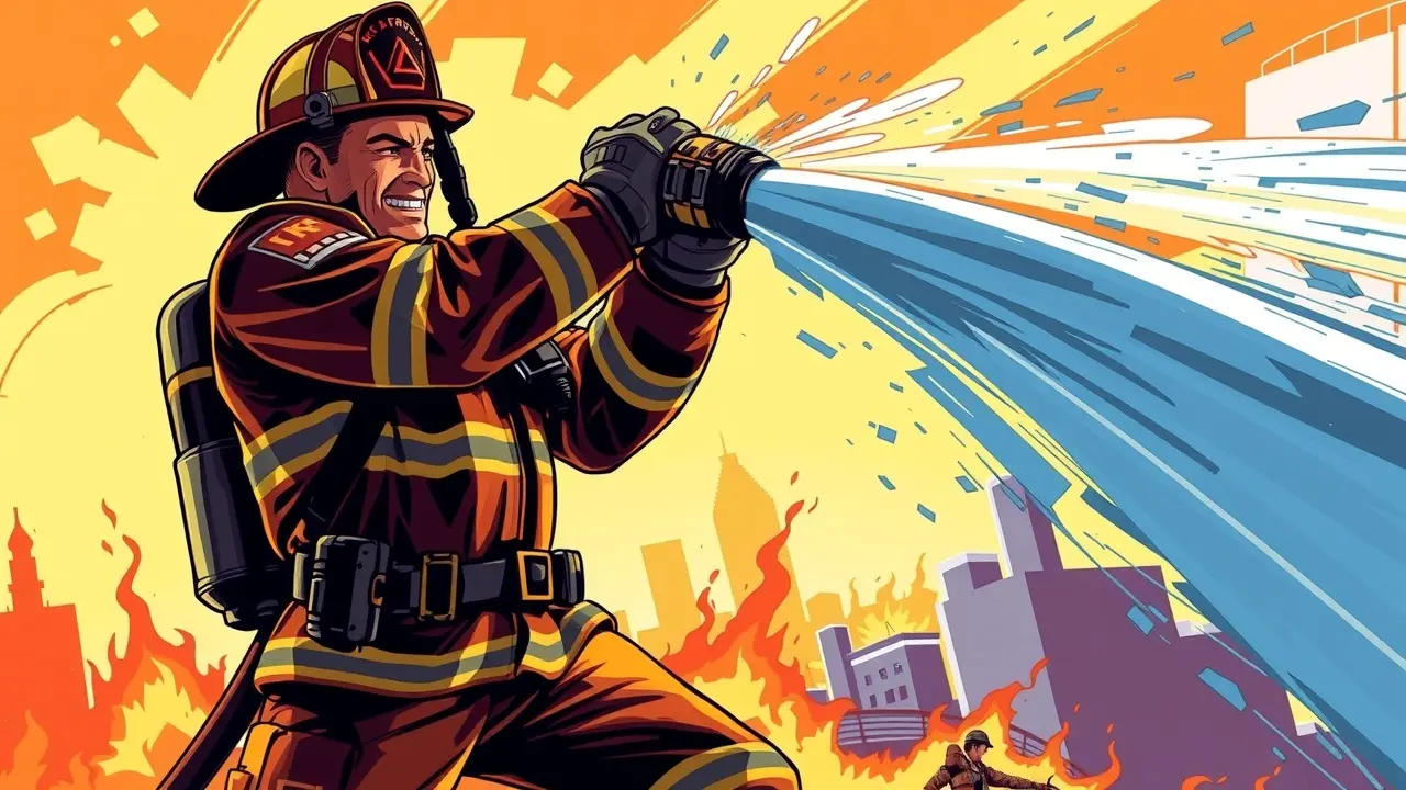 Bombeiro combatendo incêndio em sonho