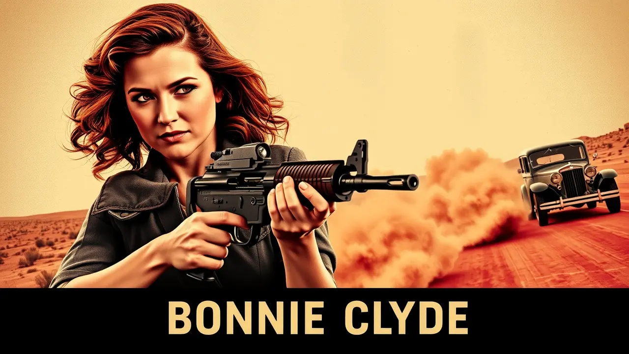 Bonnie e Clyde em estilo de pu00f4ster de filme vintage