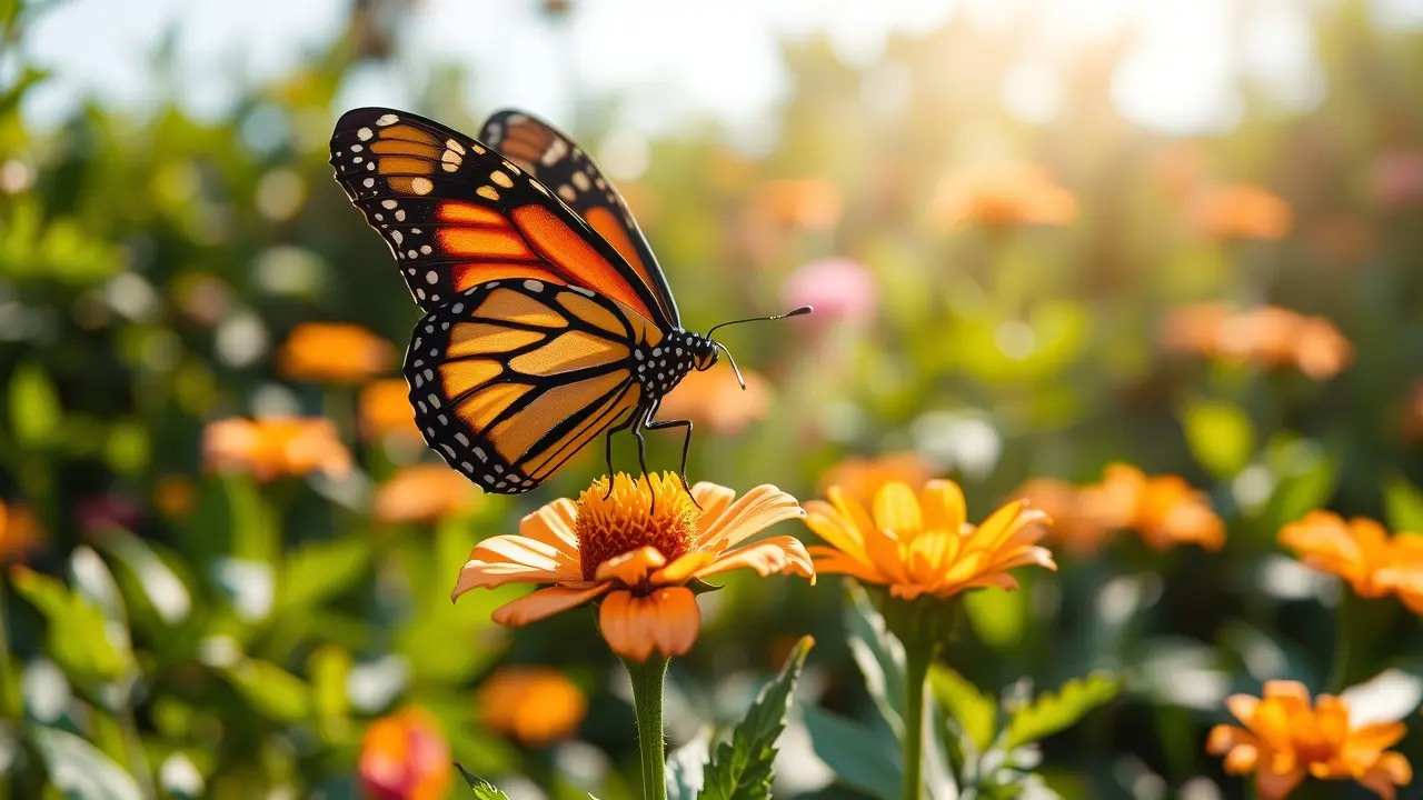 Sonhar com Borboleta-Monarca: Descubra o Significado e as Mensagens Ocultas Borboleta Monarca em Jardim Florido