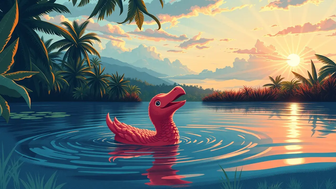 Boto cor-de-rosa nadando em rio amazônico