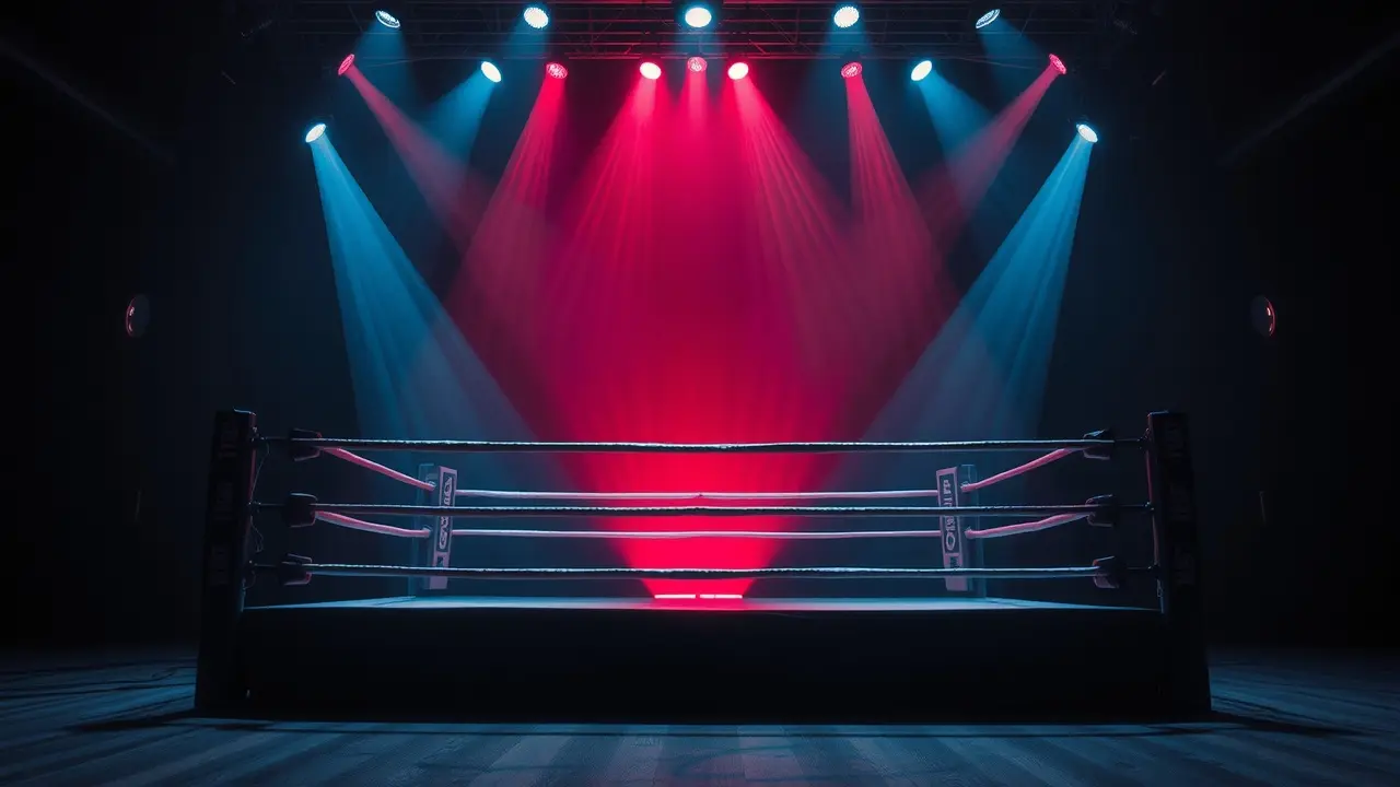 Ringue de boxe com luvas