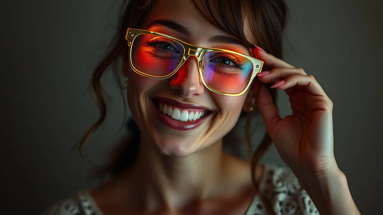 Mulher sorrindo com brinco de argola dourado