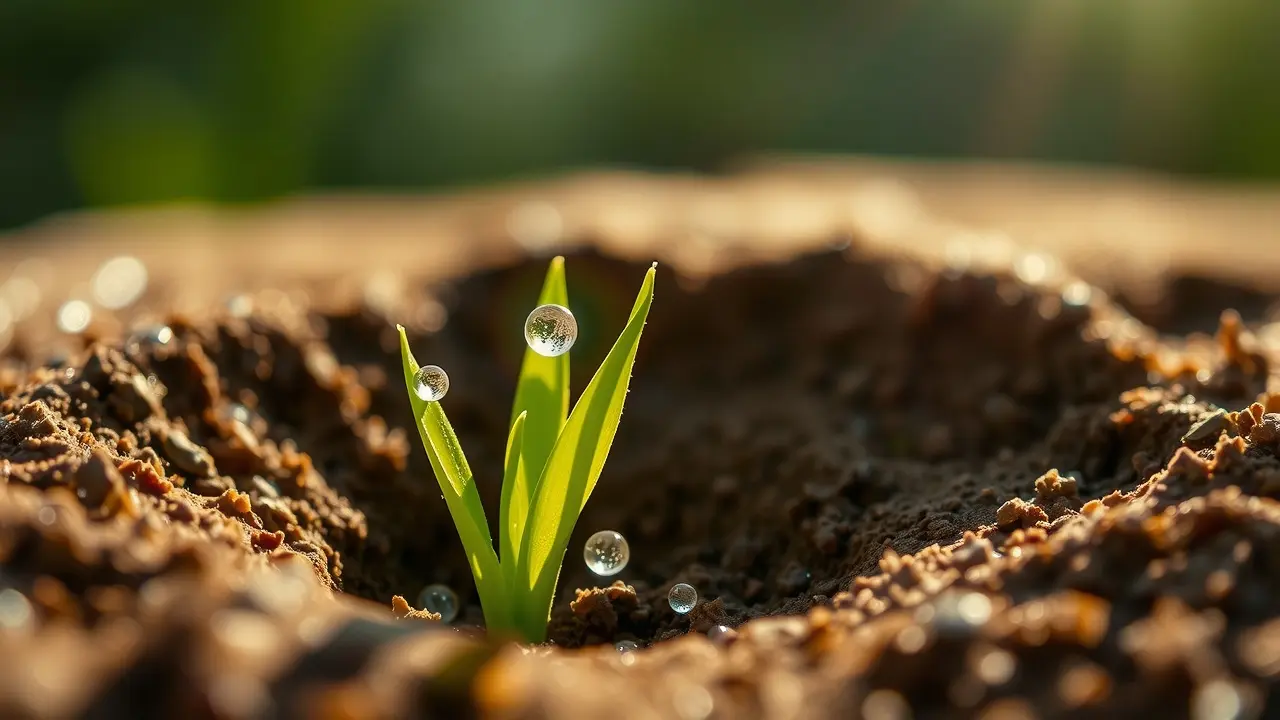 Broto verde emergindo da terra