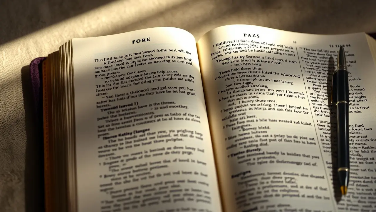 Bíblia aberta com luz suave