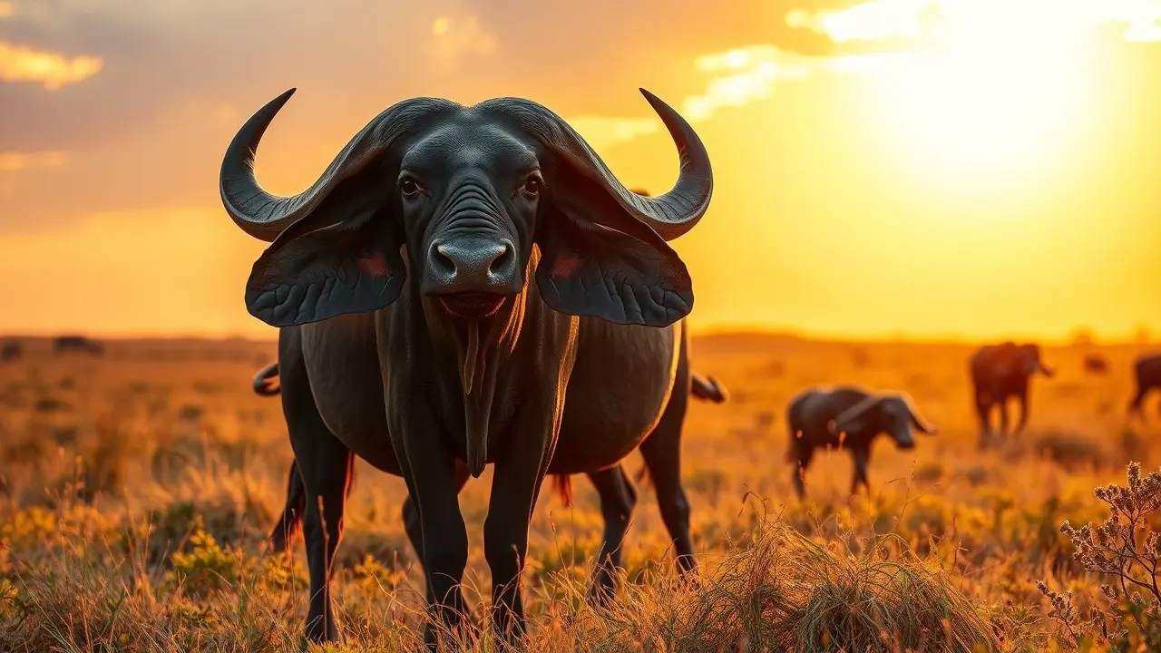Sonhar com Búfalo-Africano: Desvende os Significados Ocultos! Búfalo-Africano na Savana