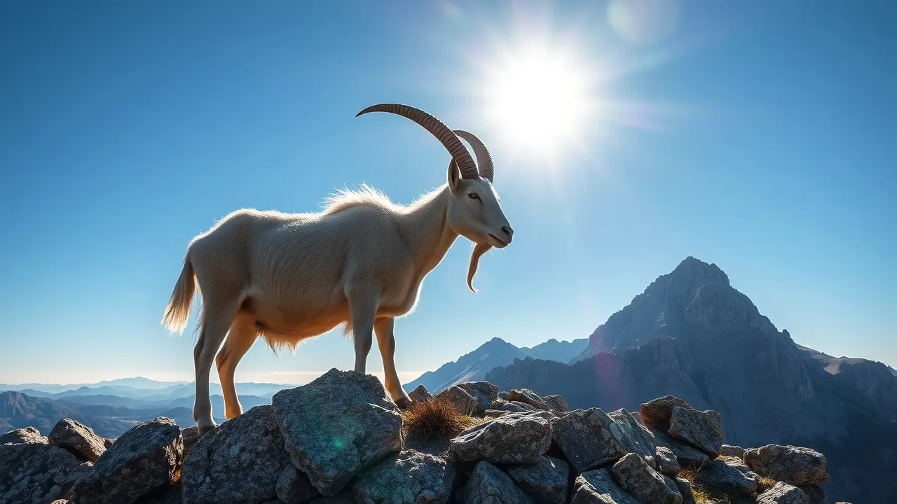 Sonhar com Cabra-Montesa: Desvende os Significados e Simbolismos Cabra-montesa no topo da montanha