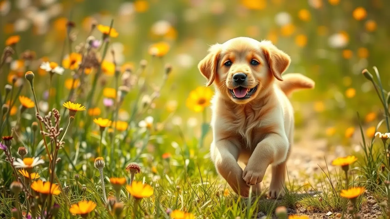 Filhote de cachorro caramelo brincando