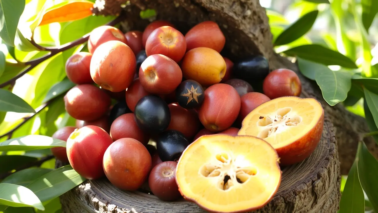 Cesta de cajus maduros