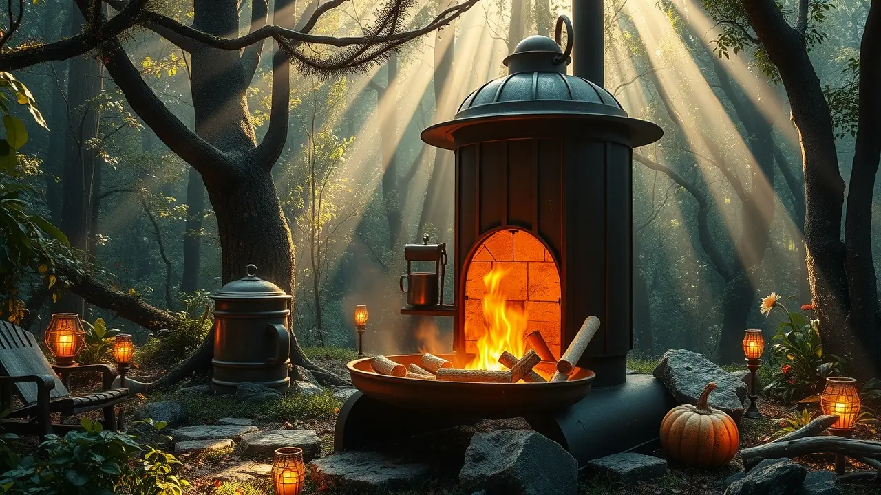 Caldeirão Mágico Borbulhando em Floresta Encantada