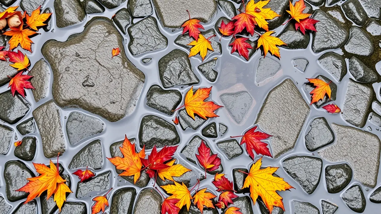 Sonhar com Calçada Molhada: Descubra o Significado Oculto Calçada molhada com folhas secas