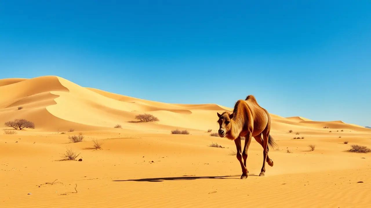 Sonhar com Camelo-Bactriano: Desvende os Significados Ocultos Camelo-bactriano no deserto