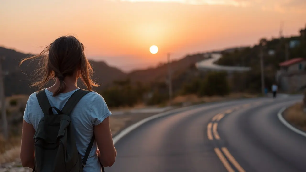 Homem observando caminhão ao amanhecer