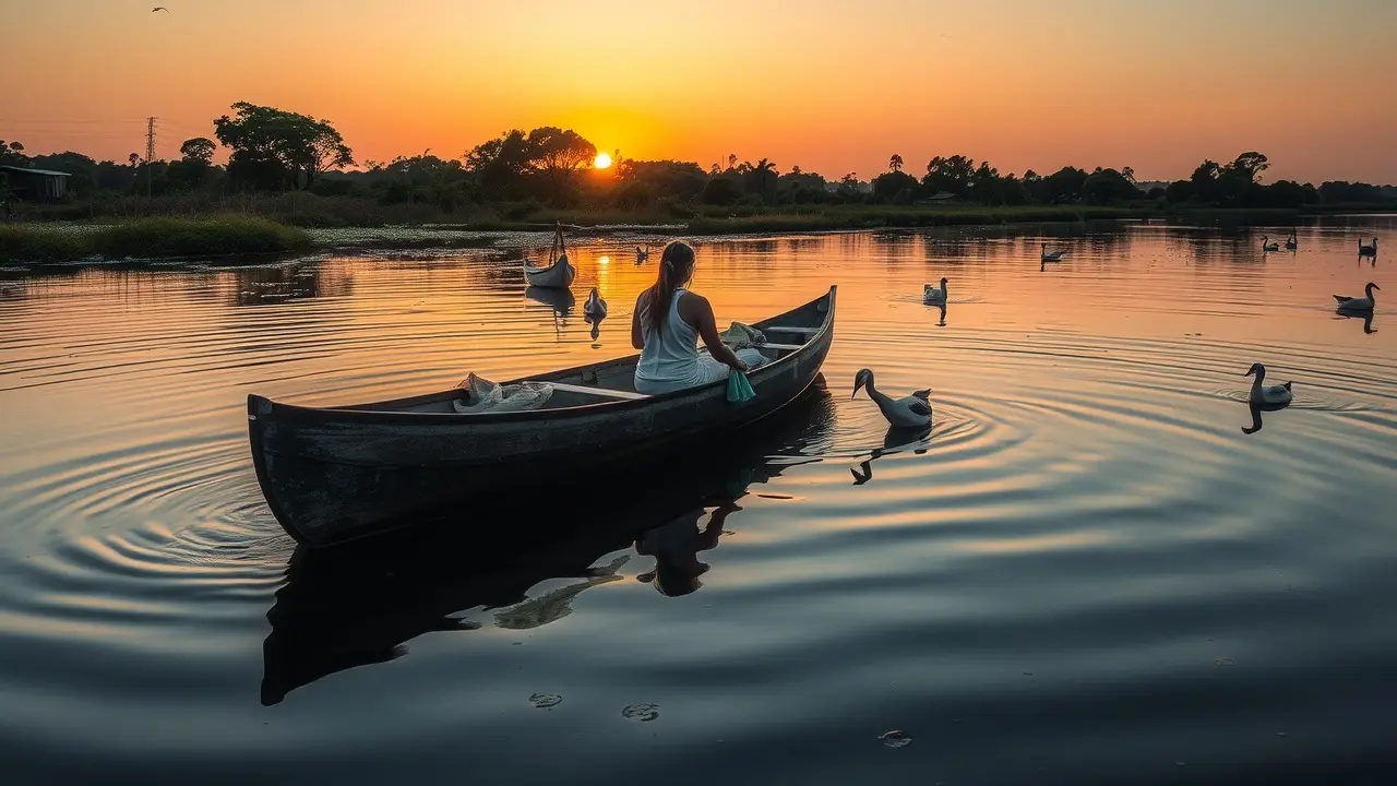 Significado de Sonhar com Canoagem: Desvende os Símbolos! Canoagem em rio calmo ao amanhecer
