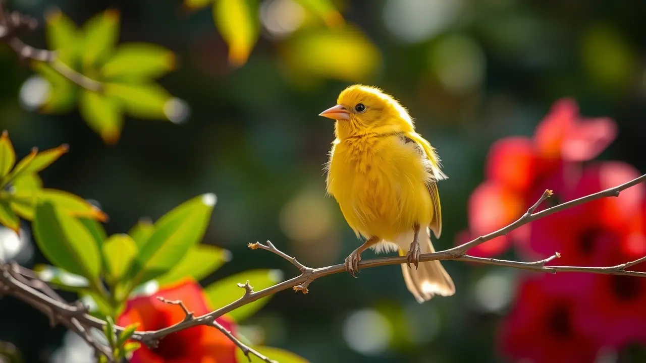 Sonhar com Canário: Descubra o Significado e as Mensagens Ocultas Canário amarelo pousado em um galho