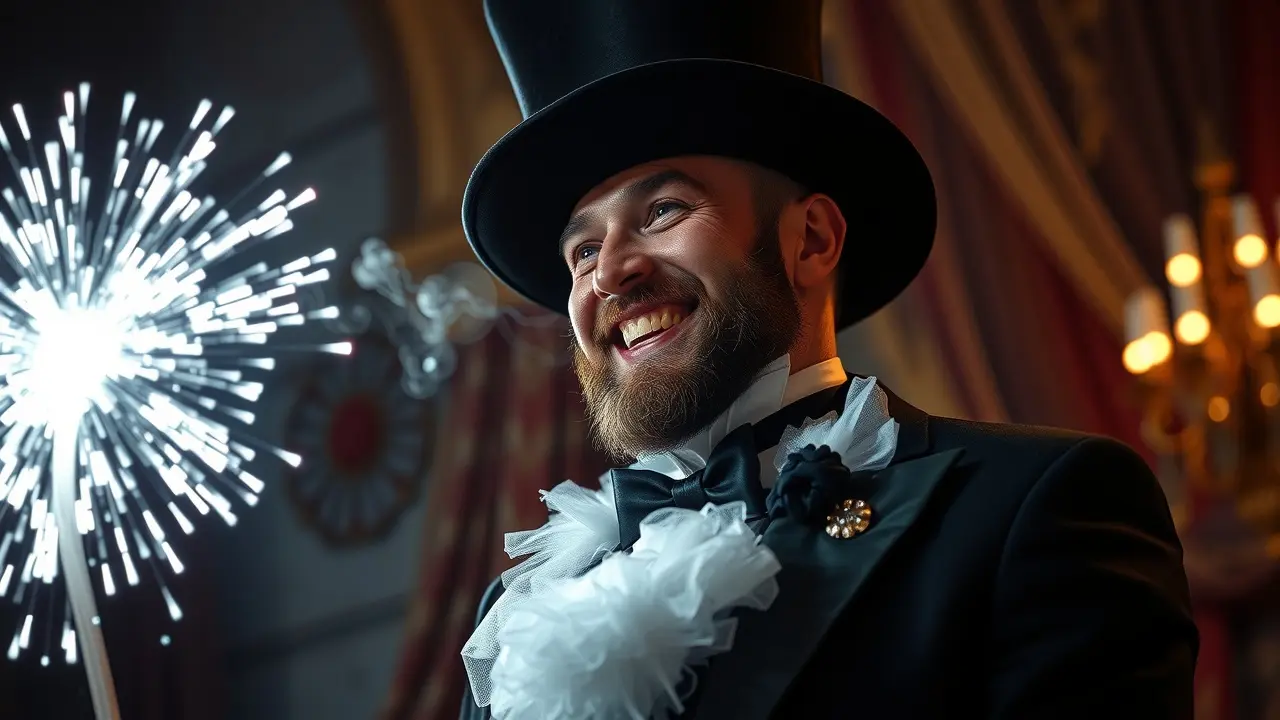 Mágico tirando pombo de cartola