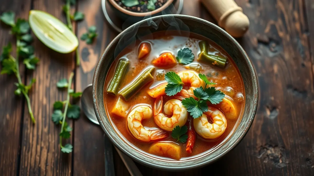 Tigela de caruru fumegante