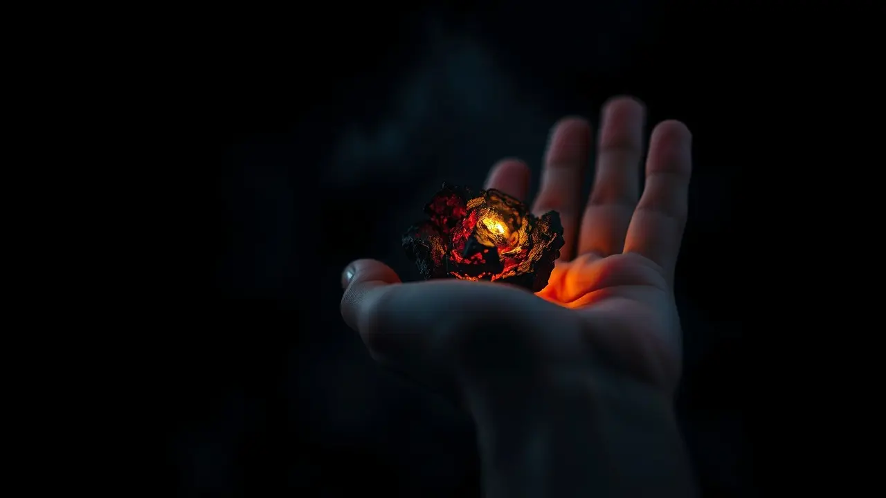 Sonhar com Carvão: Descubra os Significados e Interpretações Mão segurando carvão brilhante