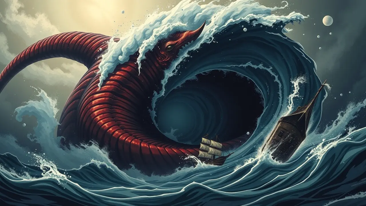 Imagem de Caríbdis criando um redemoinho