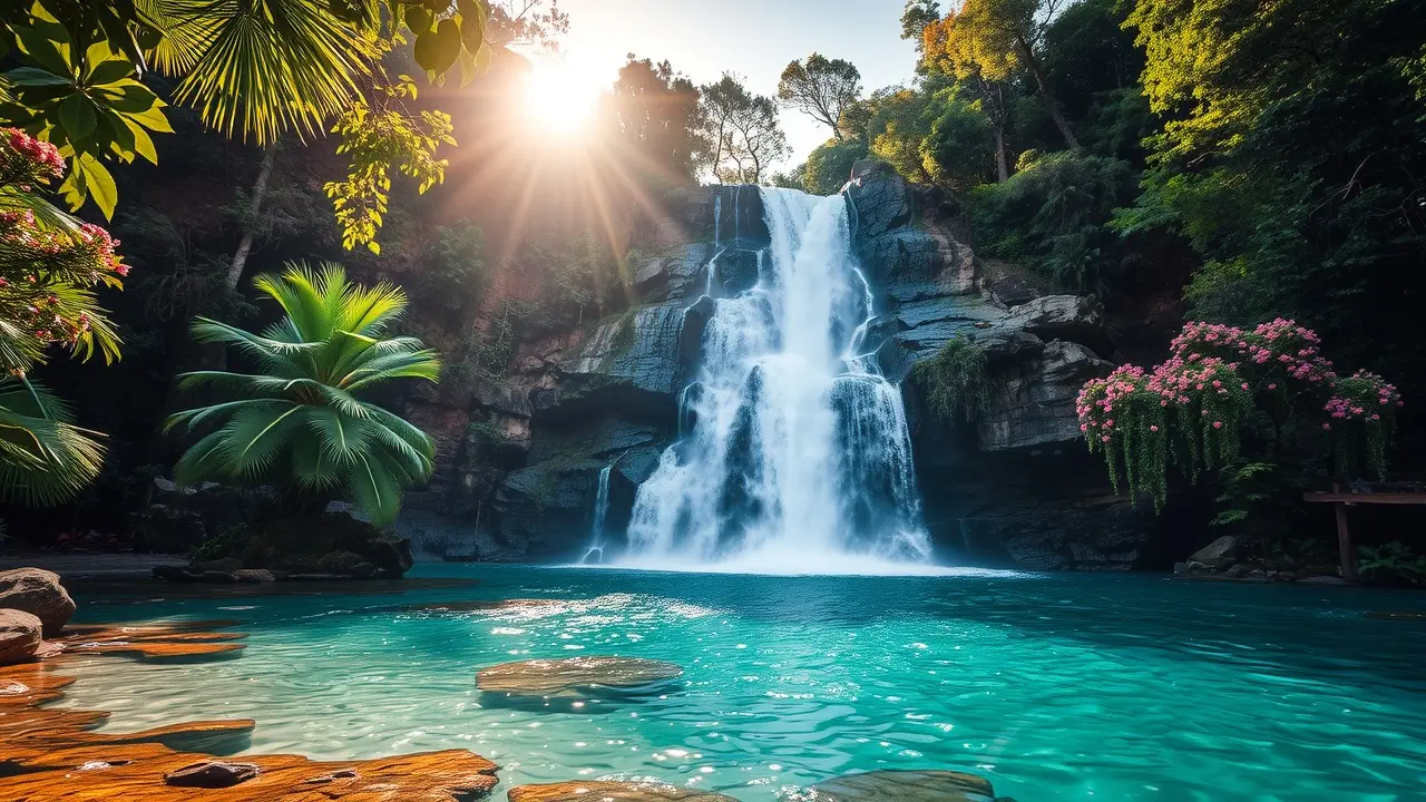 Cascata em meio à natureza exuberante