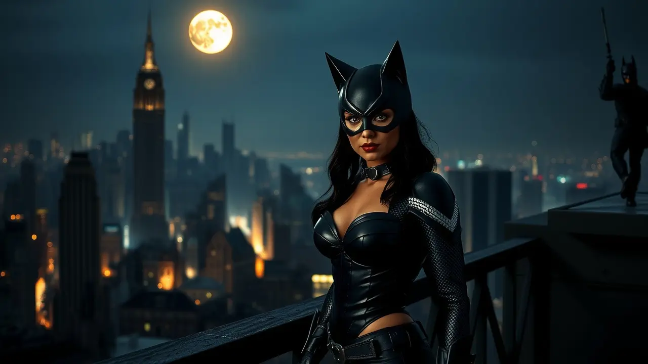 Mulher vestida de Catwoman em Gotham