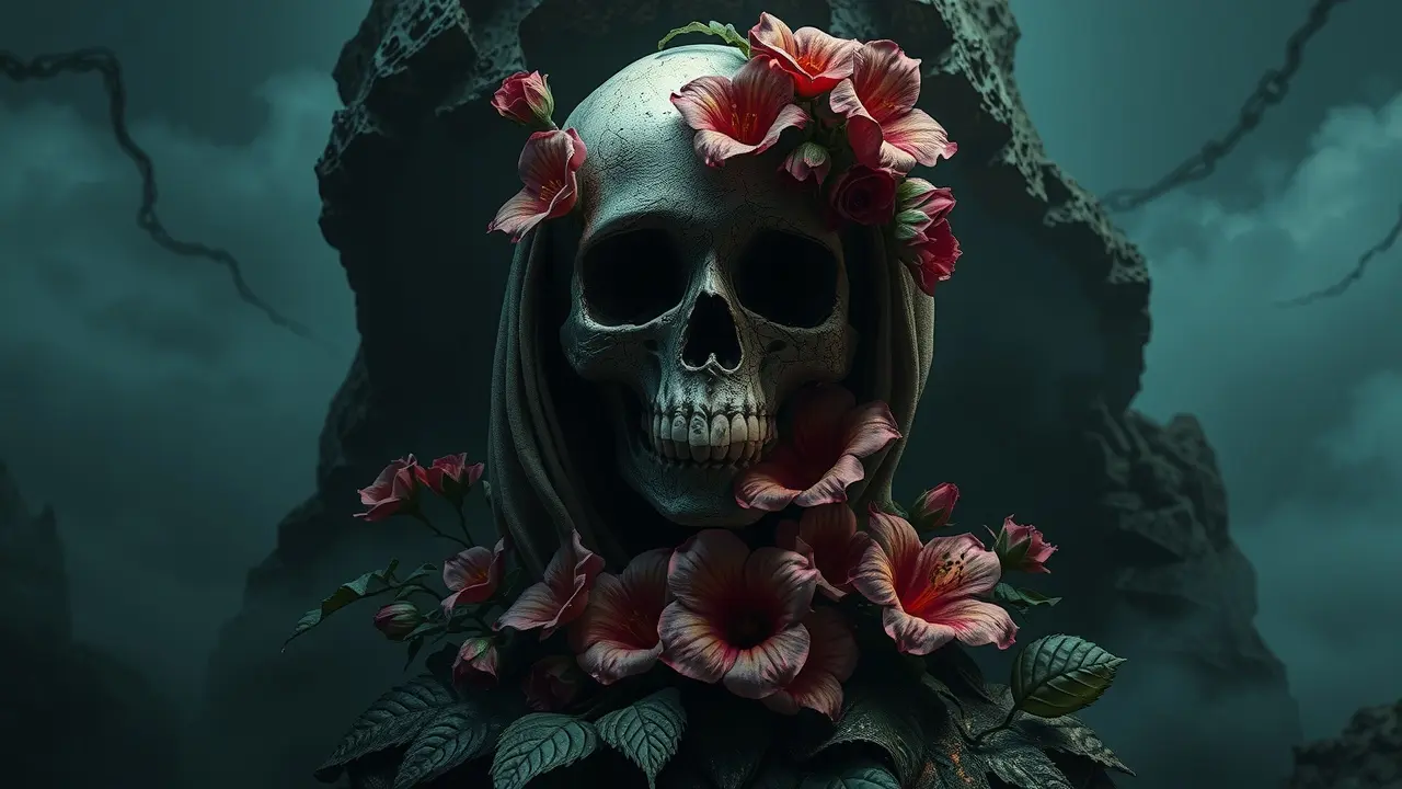 Caveira com flores