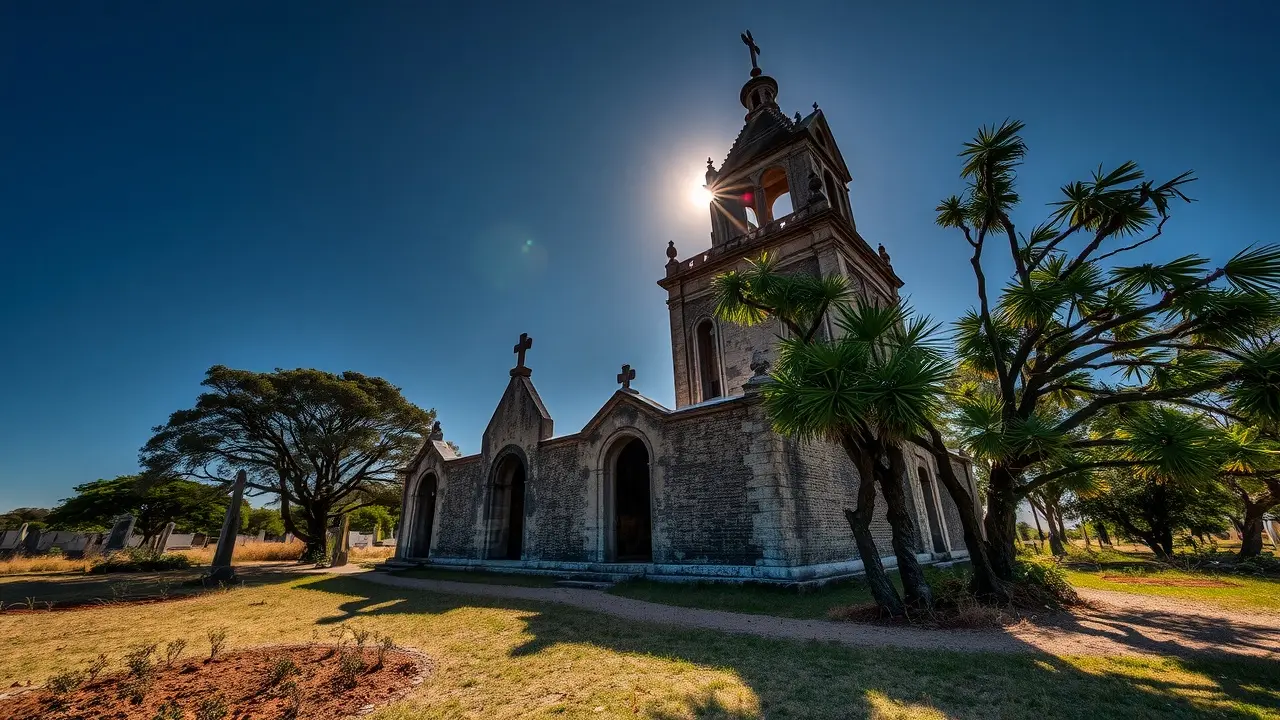 Cemitério à noite sob a luz da lua