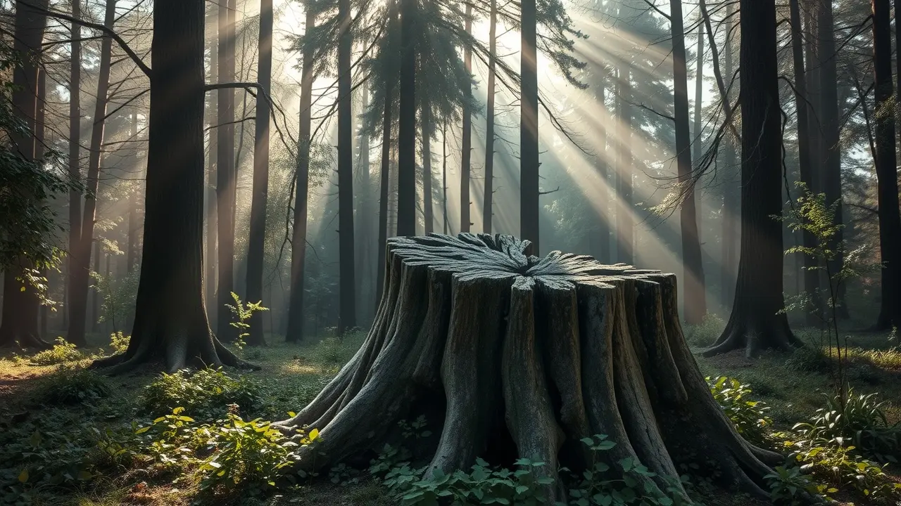 Sonhar com Cepo: Descubra os Significados Ocultos Imagem de um cepo em uma floresta