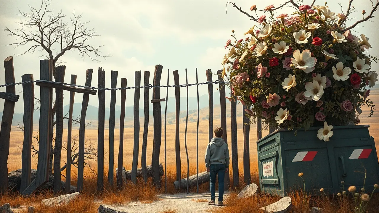 Pessoa em frente a cerca onírica