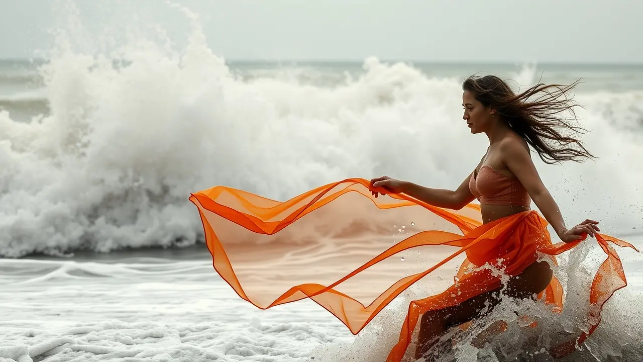 Pessoa sendo chacoalhada pelo vento