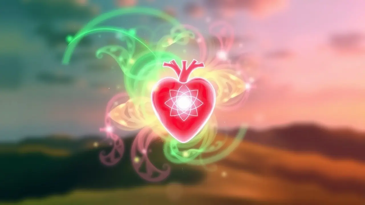 Coração chakra brilhante em meditação