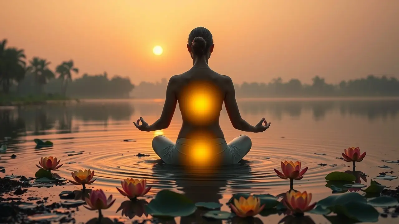 Significado de Sonhar com Chakra Sacral: Desvendando a Criatividade e a Paixão Mulher meditando com chakra sacral brilhante