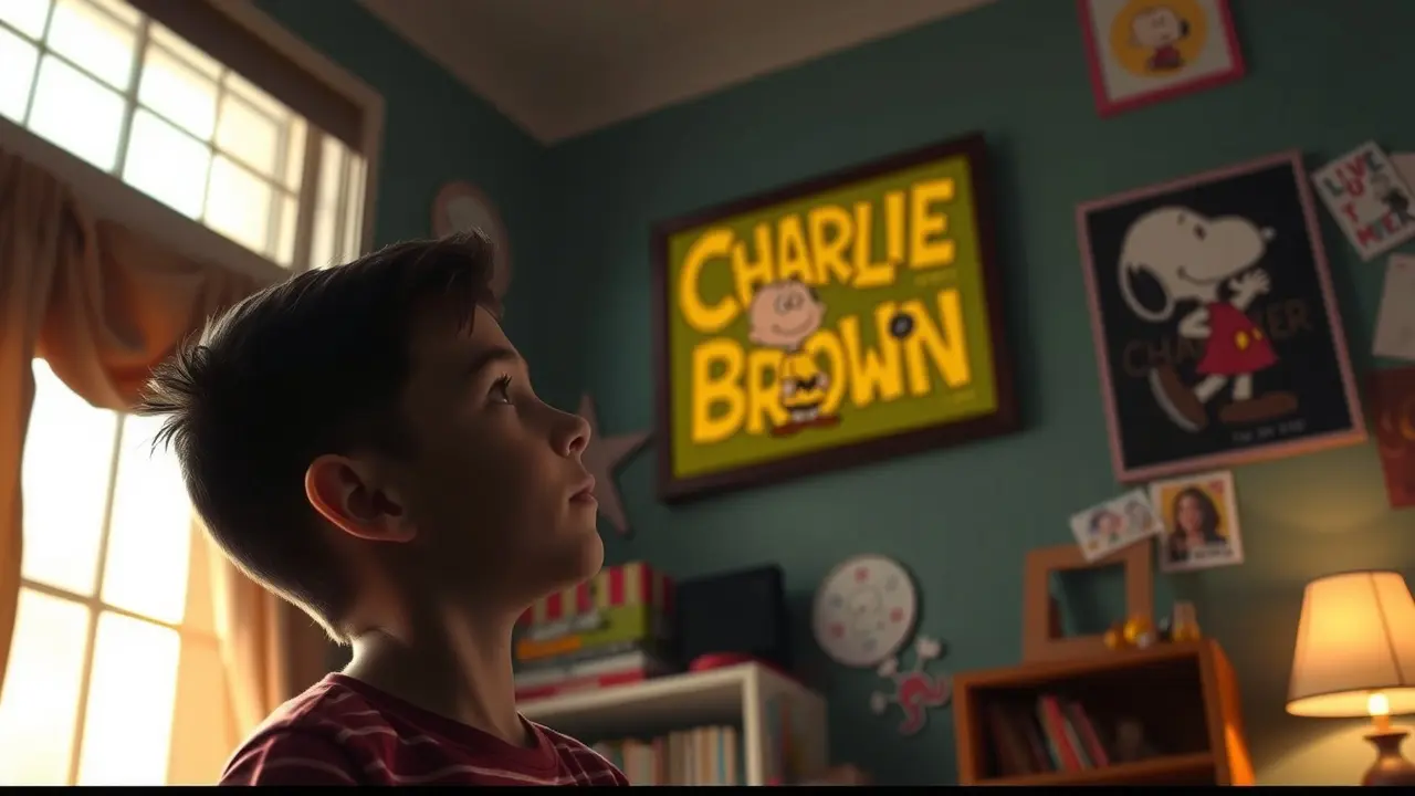Significado de Sonhar com Charlie Brown Jr.: Uma Análise Profunda Jovem nostálgico olhando pôster Charlie Brown Jr.