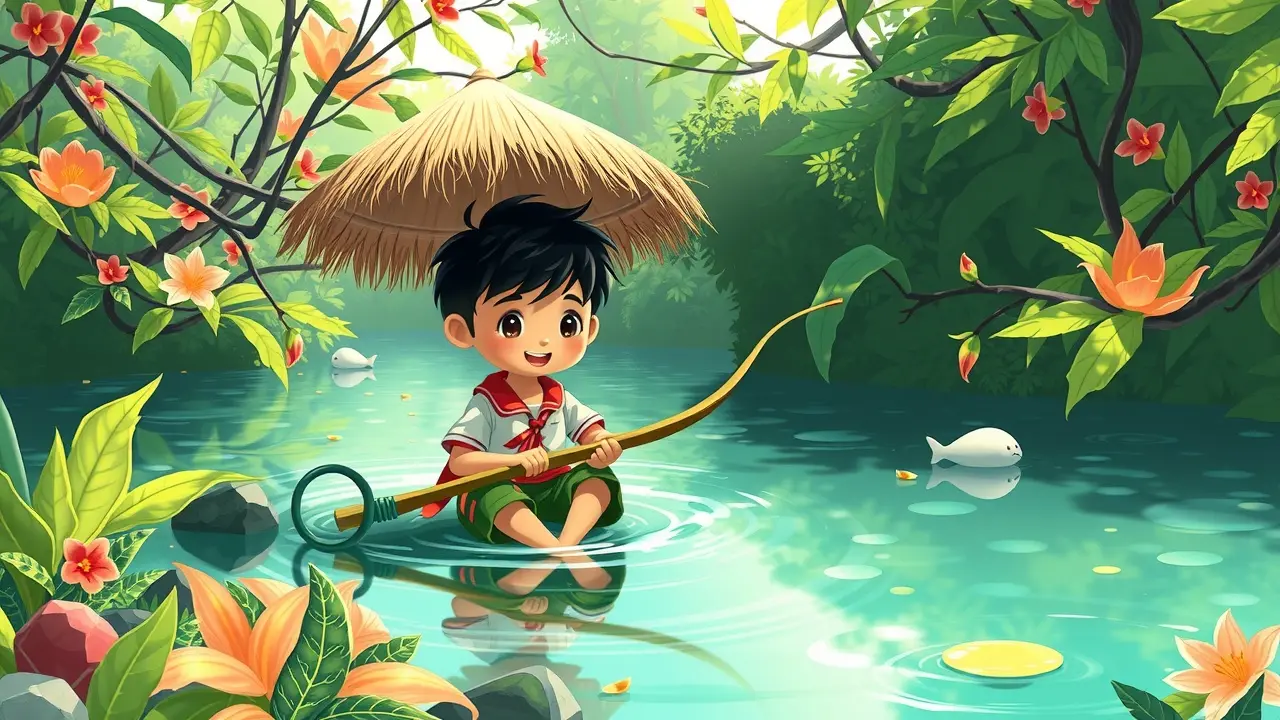 Chico Bento pescando em rio