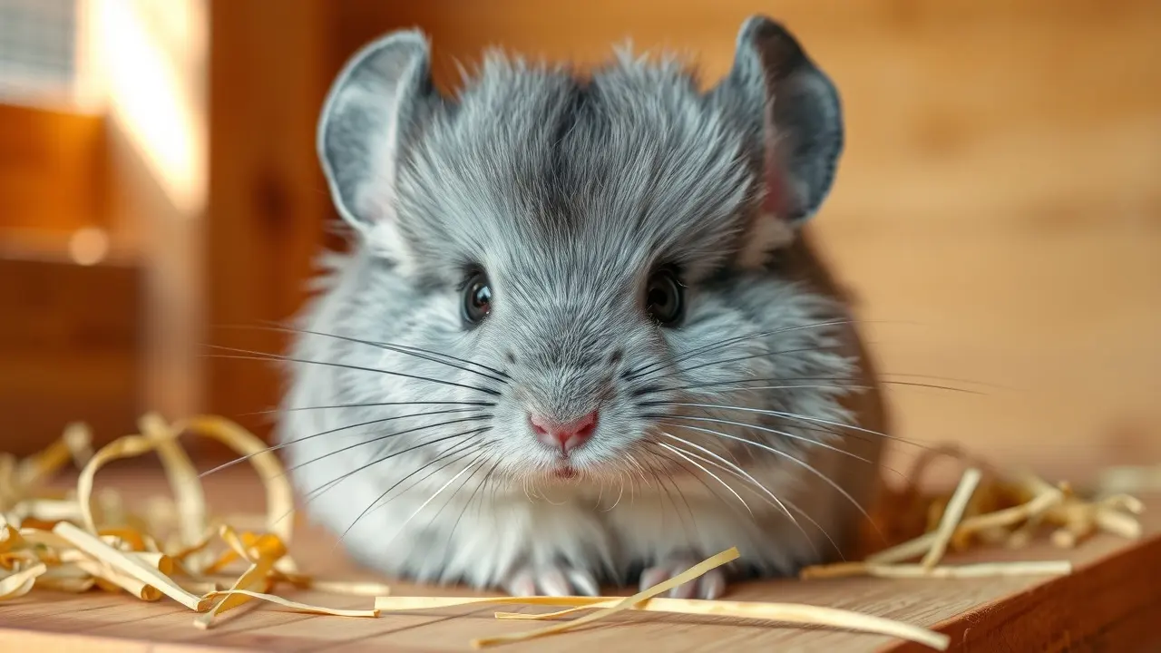 Chinchila fofa com pelagem cinza